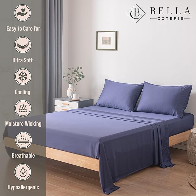 Bamboo Cooling Bed Sheet Set - King - 18 in Deep Pocket