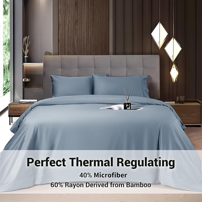 Bamboo Cooling Bed Sheet Set - California King - 4 Piece