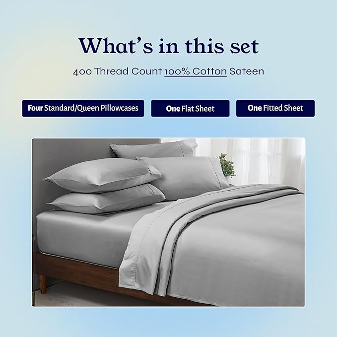100% Cotton Bed Sheet Set - Queen - 6 Piece