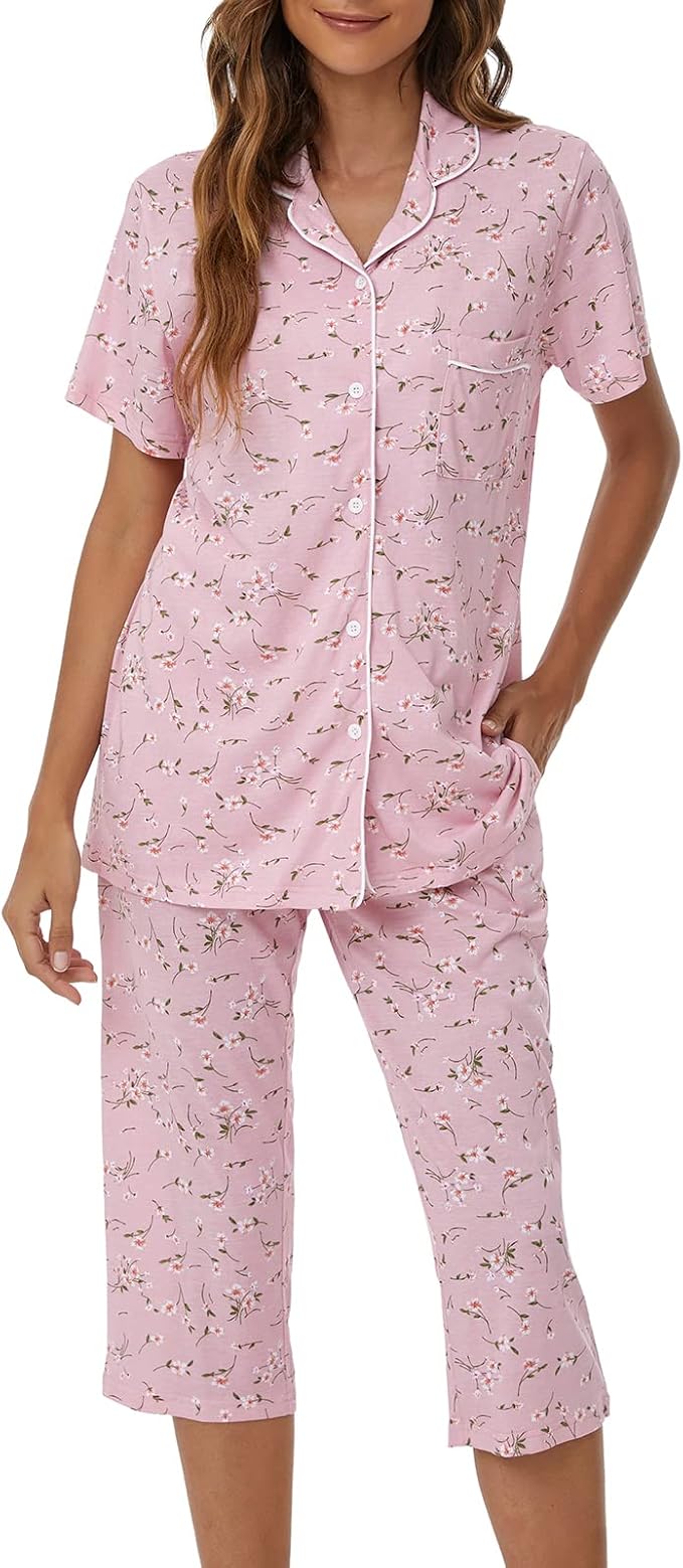 Capri Pajama Set - Short Sleeve - 2 Piece