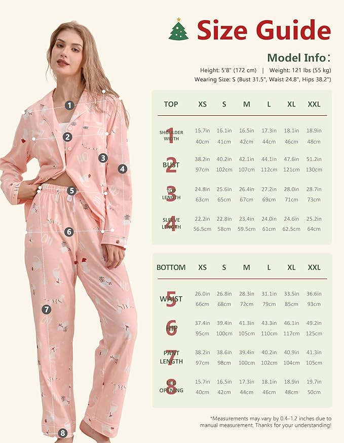 Women's 100% Cotton Pajama Set - Long Sleeve
