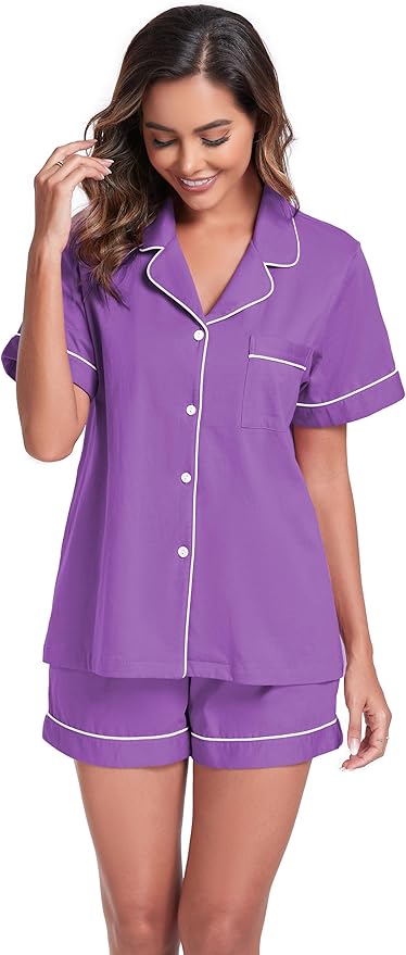 100% Cotton Pajama Set - Short Sleeve - 2 Piece