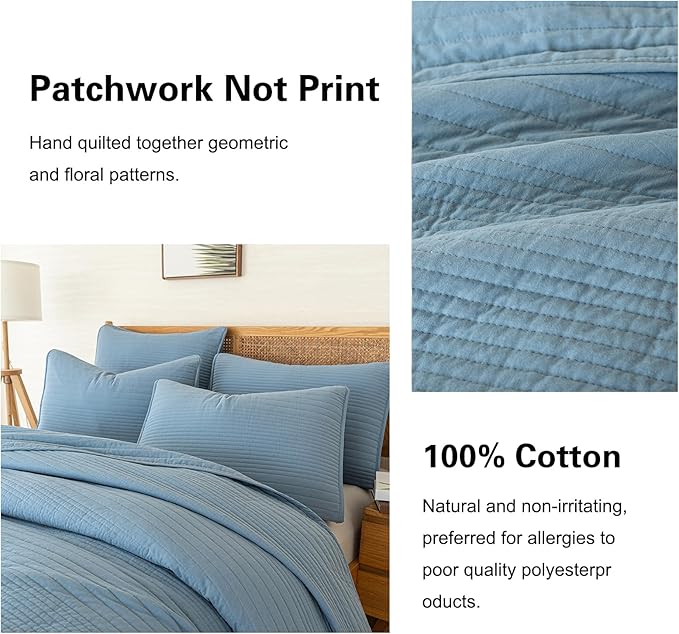 100% Cotton Quilt Set - Queen - 3 Piece