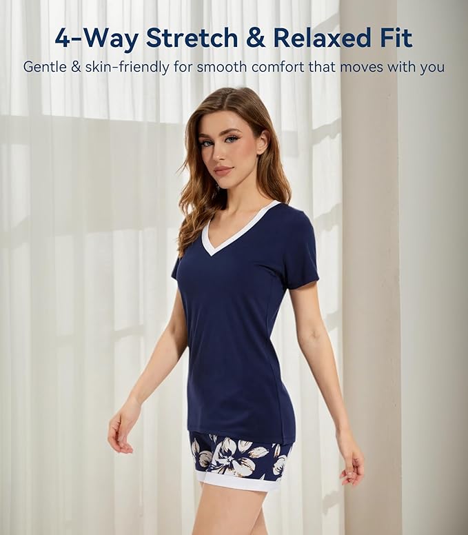 Women's Bamboo Cooling Pajama Set - Short Sleeve - 2 Piece