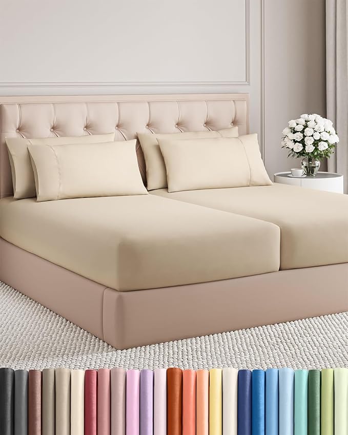 Cooling Bed Sheet Set - Split King - 16 in Deep Pocket - 7 Piece