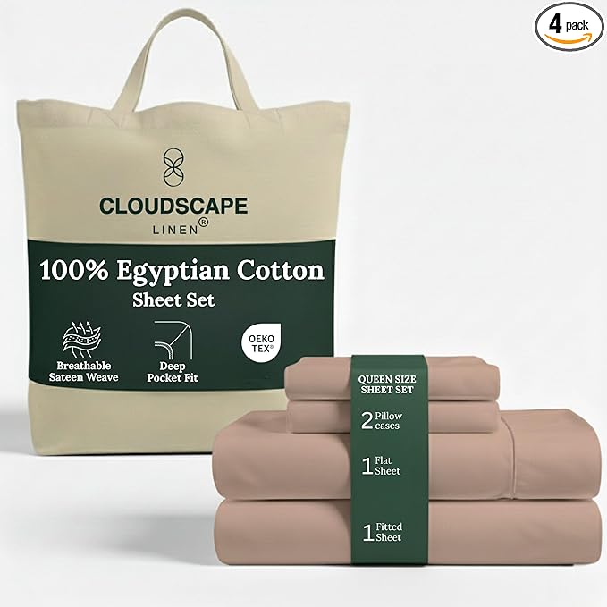 Linen Bed Sheet Set - Queen - 4 Piece