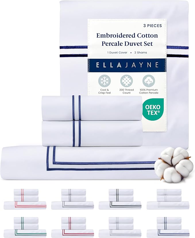 100% Cotton Duvet Cover Set - Queen - 90 x 90 in - 3 Piece