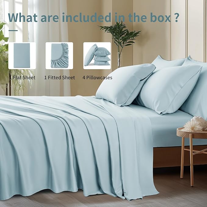 Bamboo Cooling Bed Sheet Set - Queen - 6 Piece