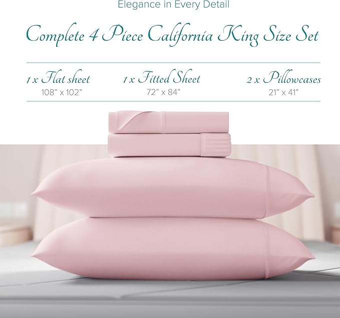 Linen Cooling Bed Sheet Set - California King - 16 in Deep Pocket - 4 Piece