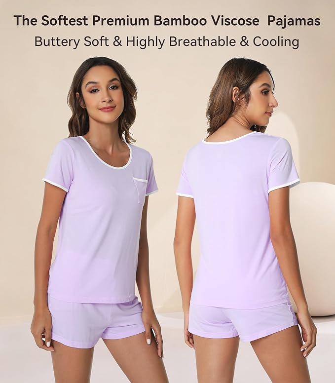 Women's Bamboo Cooling Pajama Set - Short Sleeve - 2 Piece