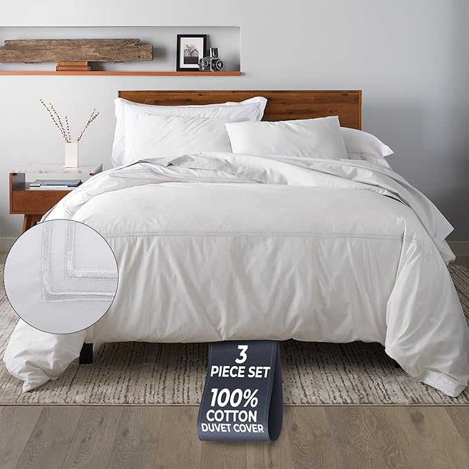 100% Cotton Duvet Cover Set - Queen - 90 x 90 in - 3 Piece