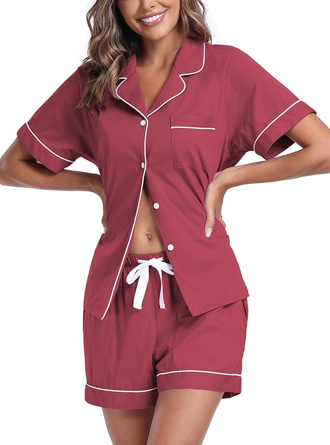 100% Cotton Pajama Set - Short Sleeve - 2 Piece
