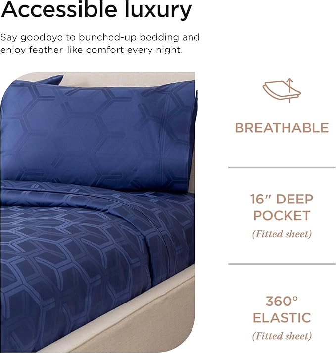 100% Cotton Cooling Bed Sheet Set - King - 4 Piece