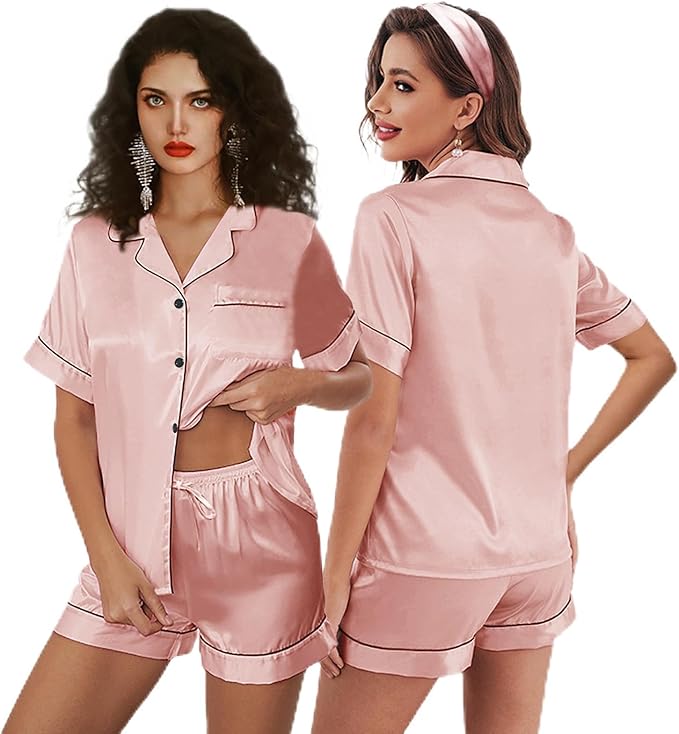 Satin Shorts Pajama Set - 3 Piece