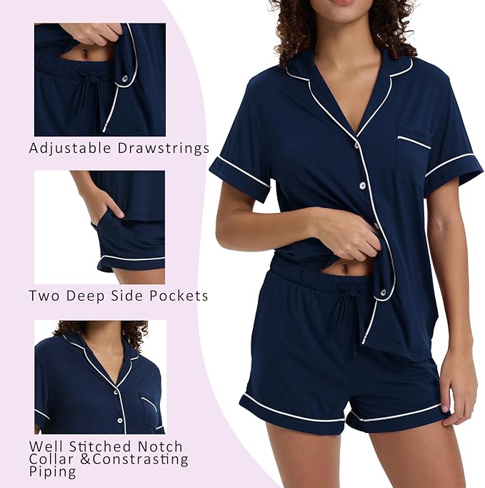 Women's Bamboo Cooling Pajama Set - Short Sleeve - 2 Piece