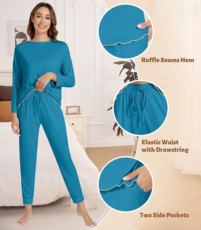 Women's Bamboo Pants Pajama Set - Long Sleeve - 2 Piece