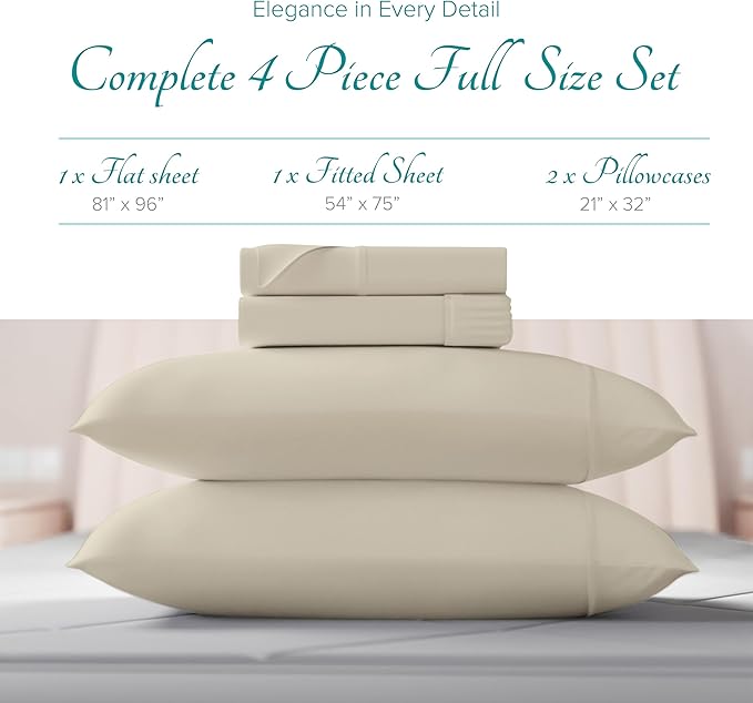 Linen Cooling Bed Sheet Set - Full - 16 in Deep Pocket - 4 Piece