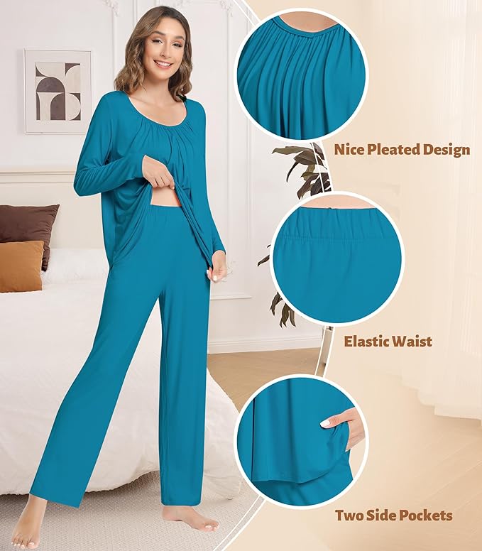 Women's Bamboo Pants Pajama Set - Long Sleeve - 2 Piece
