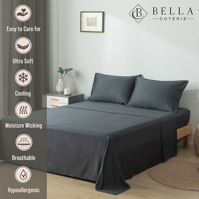Bamboo Cooling Bed Sheet Set - Queen - 18 in Deep Pocket