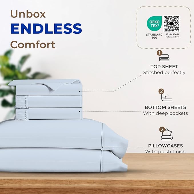 Cooling Bed Sheet Set - Split King - 16 in Deep Pocket - 5 Piece
