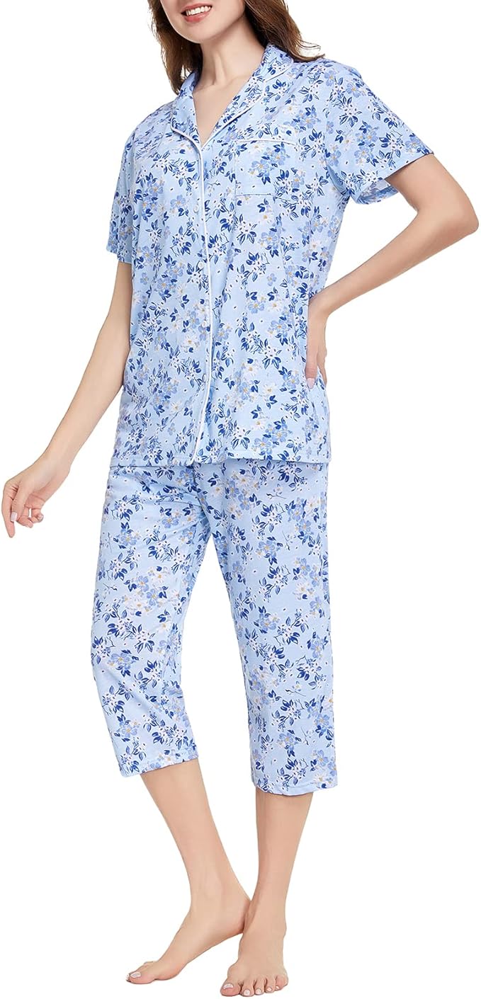 Capri Pajama Set - Short Sleeve - 2 Piece