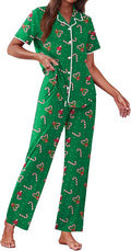 Women's Pants Pajama Set - Short Sleeve - 2 Piece