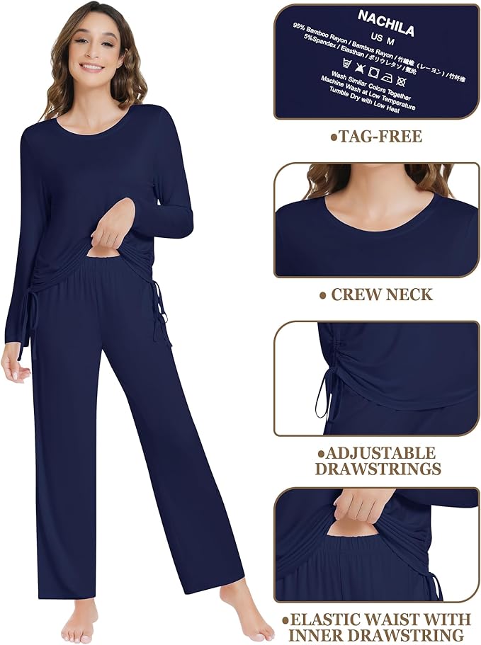 Women's Bamboo Pants Pajama Set - Long Sleeve - 2 Piece