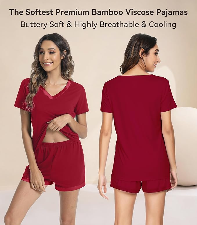 Women's Bamboo Cooling Pajama Set - Short Sleeve - 2 Piece