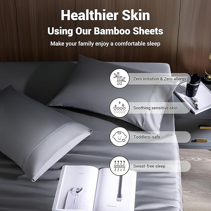 Bamboo Cooling Bed Sheet Set - California King - 4 Piece