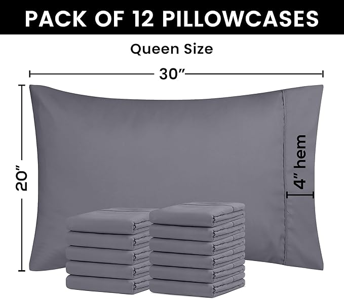 Microfiber Pillowcase - Queen - 20 x 30 in - 12 Pack