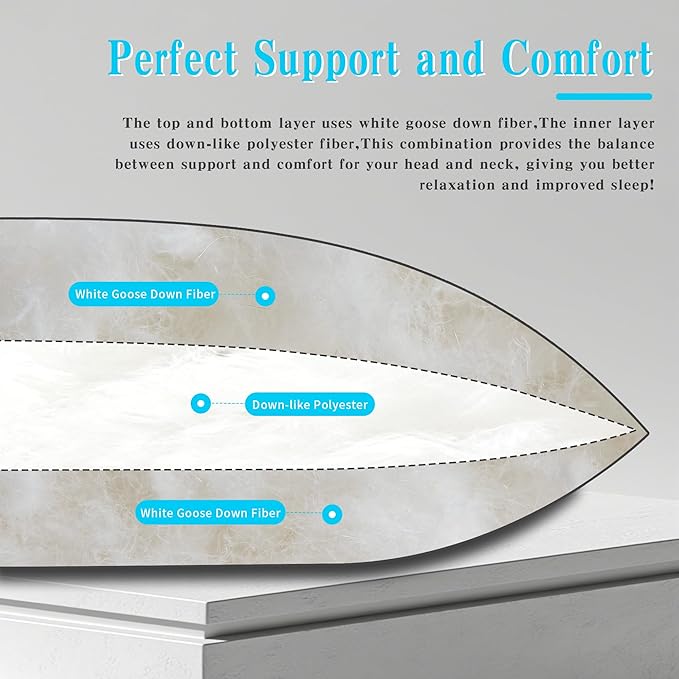 100% Cotton Bed Pillow - King - 2 Piece