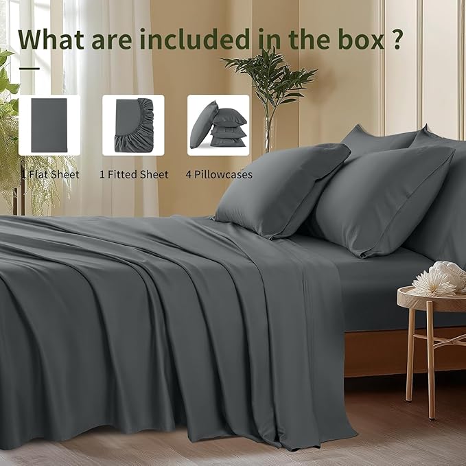 Bamboo Cooling Bed Sheet Set - King - 6 Piece