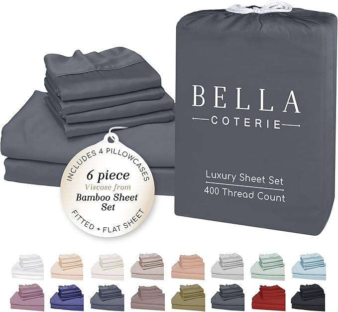 Bamboo Cooling Bed Sheet Set - Queen - 18 in Deep Pocket - 6 Piece