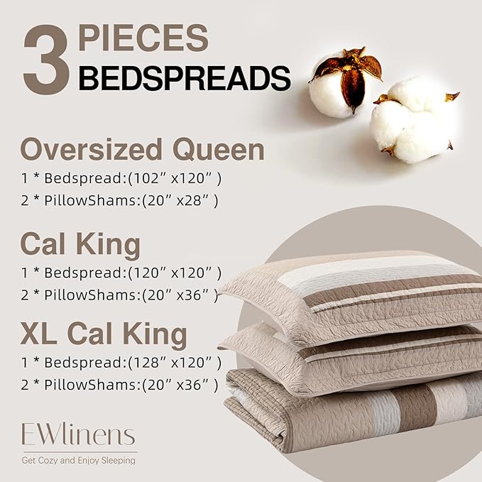 100% Cotton Bedding Set - King - 3 Piece
