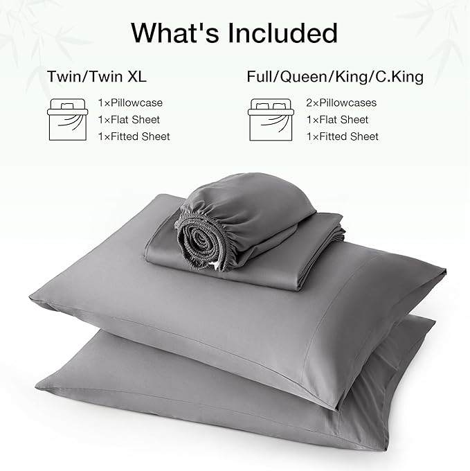 Bamboo Cooling Bed Sheet Set - King - 4 Piece