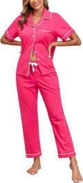 Women's 100% Cotton Pants Pajama Set - Short Sleeve - 2 Piece