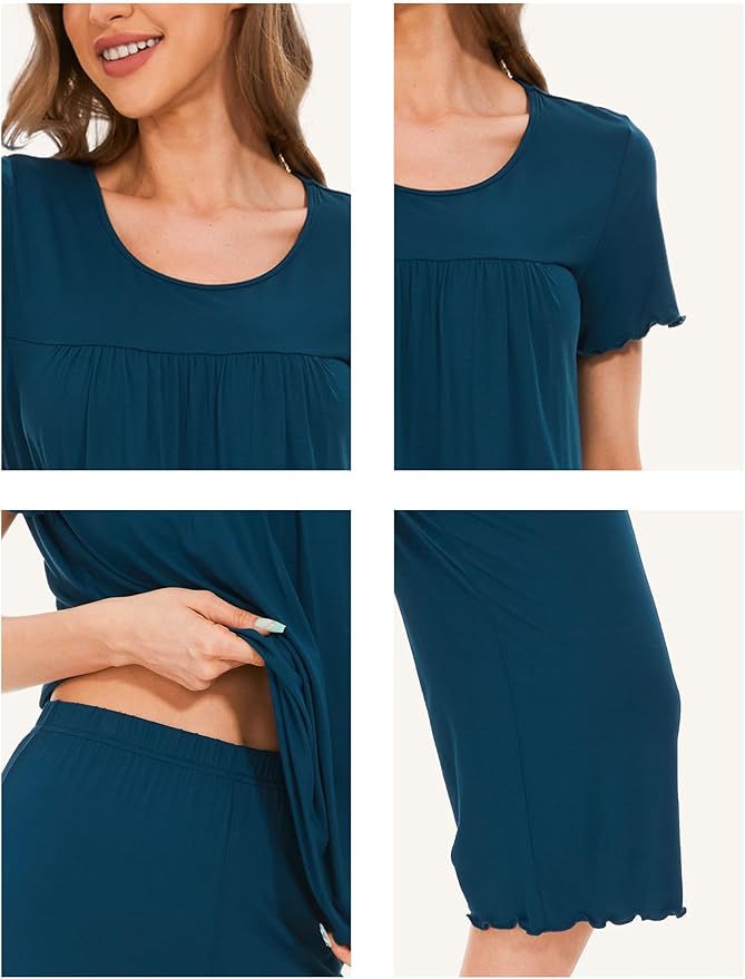 Bamboo Capri Pajama Set - Short Sleeve - 2 Piece