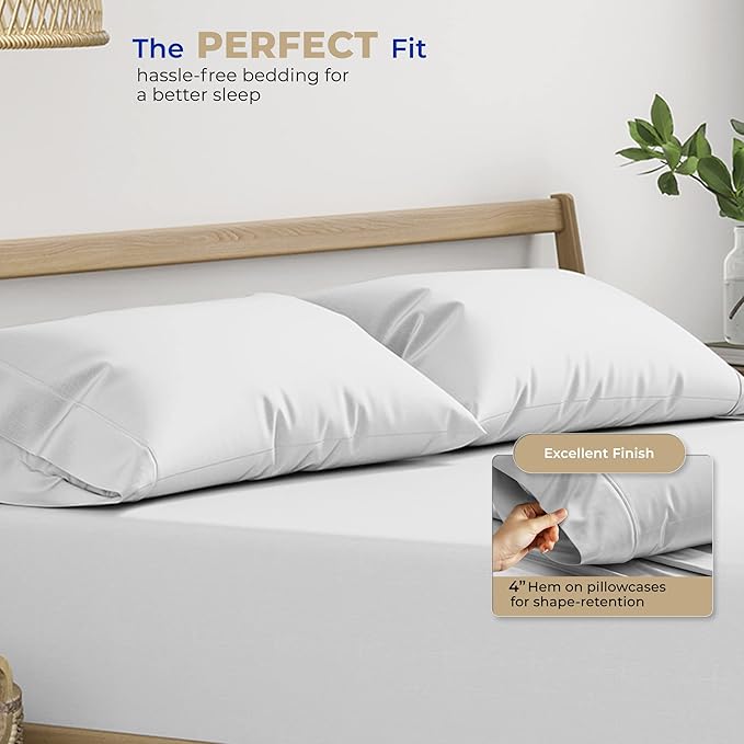 100% Cotton Pillowcase Set - Queen - 4 Piece