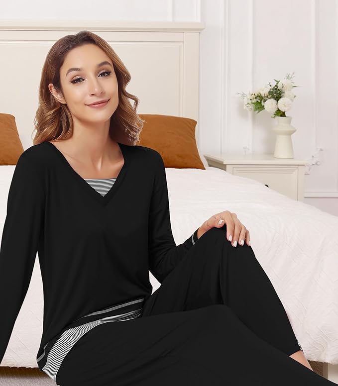 Women's Bamboo Pants Pajama Set - Long Sleeve - 2 Piece