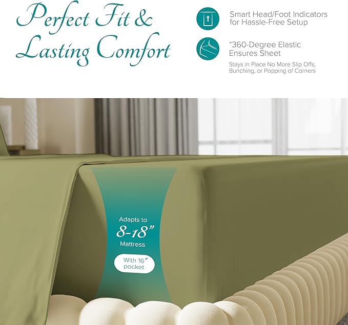 Linen Cooling Bed Sheet Set - Split King - 16 in Deep Pocket - 5 Piece