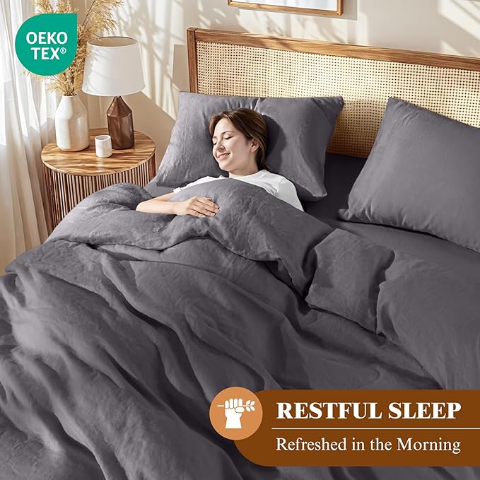 Linen Duvet Cover Set - Queen - 3 Piece