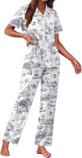 Women's Pants Pajama Set - Short Sleeve - 2 Piece