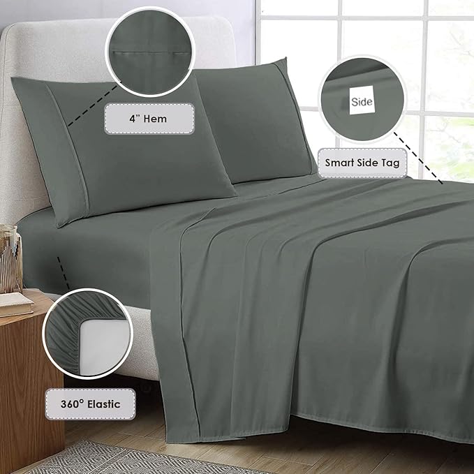 100% Cotton Bed Sheet Set - Full - 15 in Deep Pocket