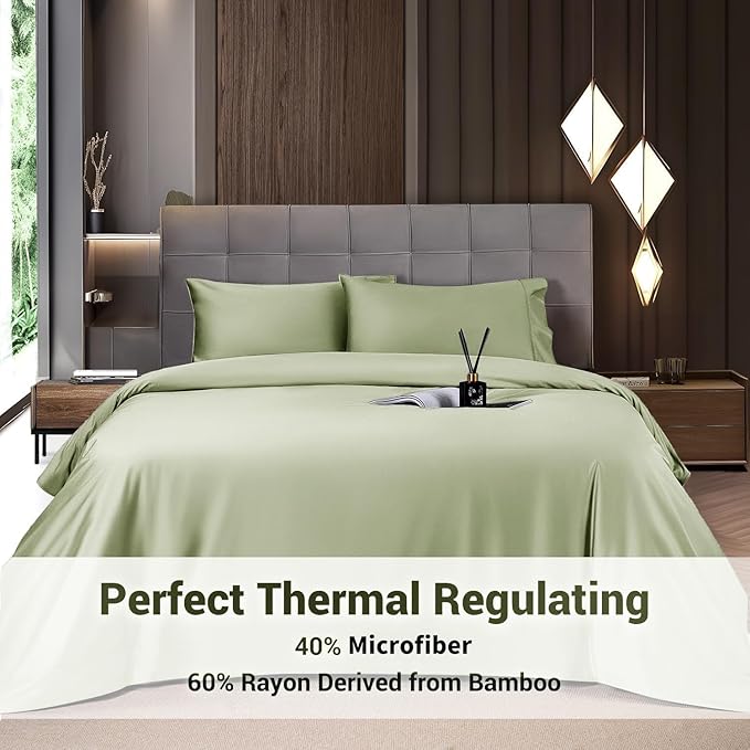 Bamboo Cooling Bed Sheet Set - California King - 4 Piece