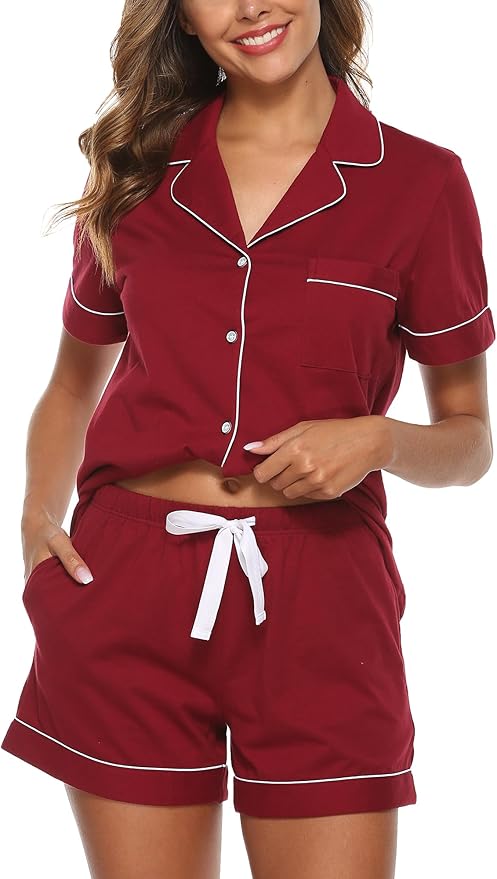 100% Cotton Pajama Set - Short Sleeve - 2 Piece