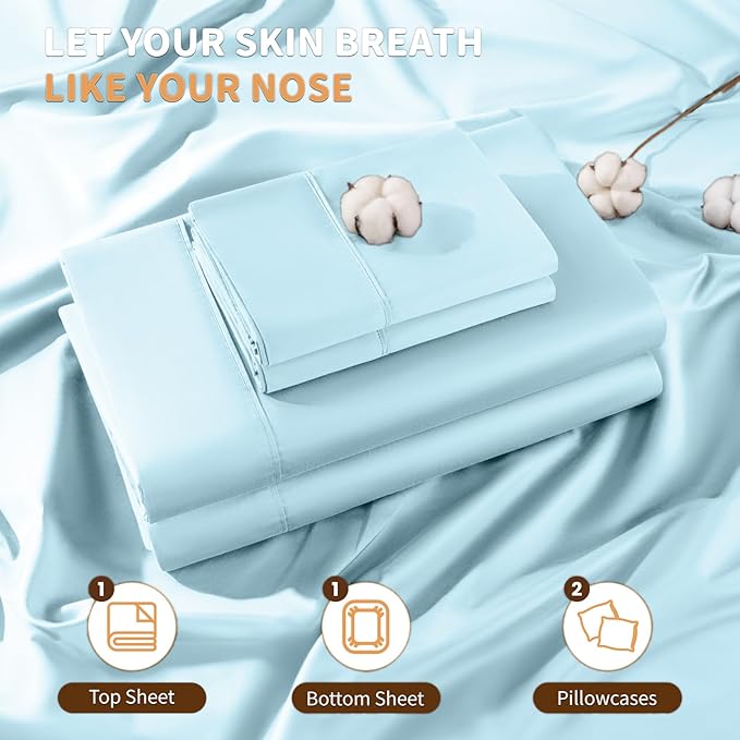 100% Cotton Bed Sheet Set - King - 4 Piece