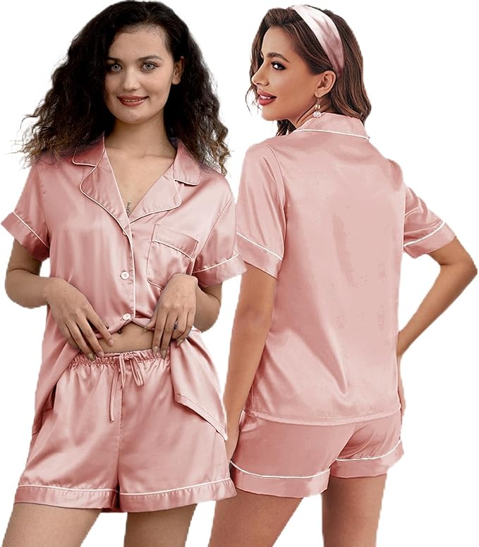 Satin Shorts Pajama Set - 3 Piece