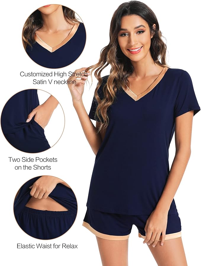 Women's Bamboo Cooling Pajama Set - Short Sleeve - 2 Piece