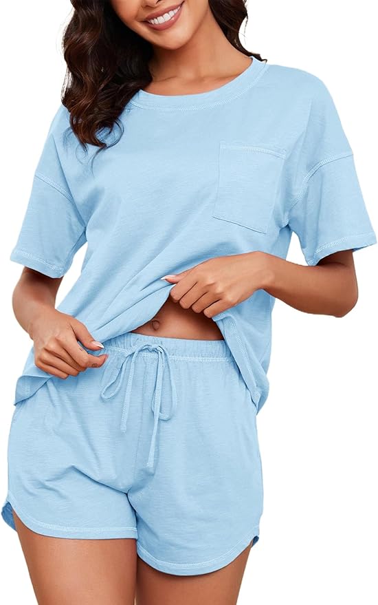 Women's 100% Cotton Shorts Pajama Set - Short Sleeve - 2 Piece