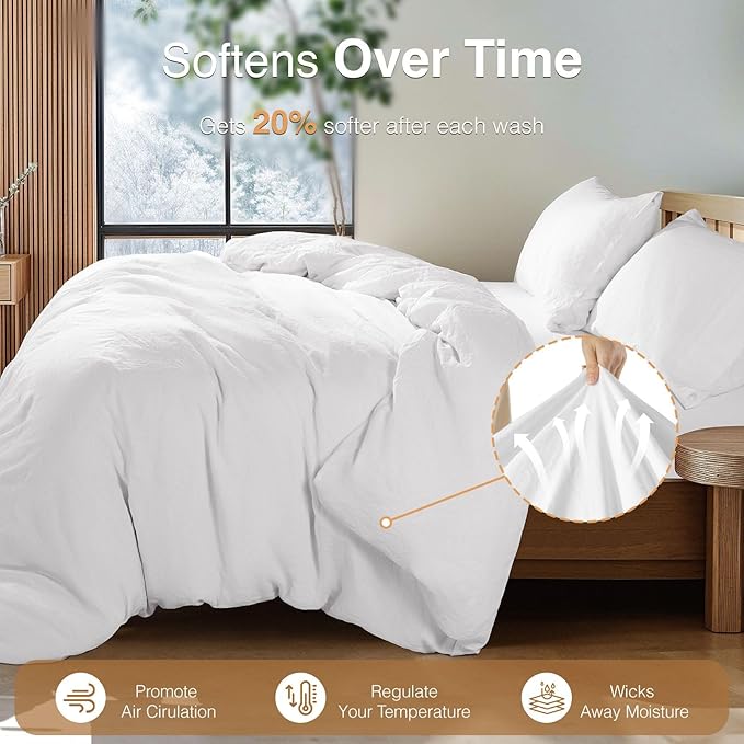 Linen Duvet Cover Set - King - 3 Piece